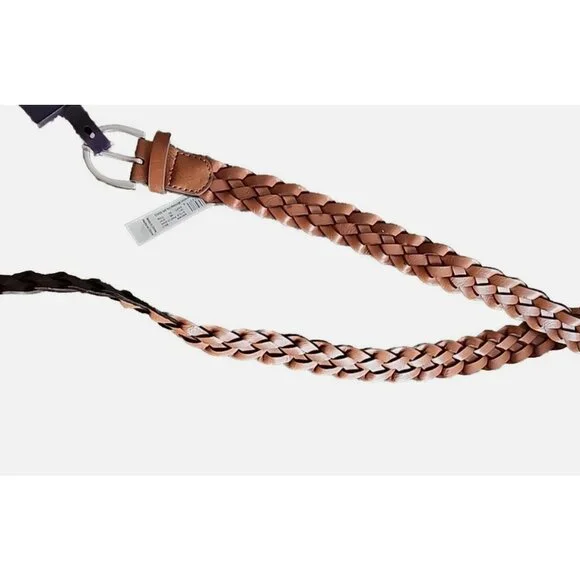 Ava & Viv Womens Braided Brown Faux Leather Belt Size 1X With Silver Buckle - Picture 4 of 5